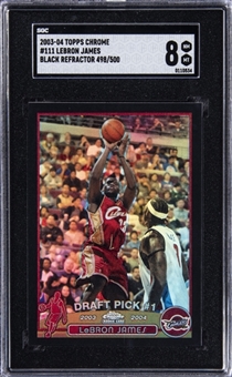 2003-04 Topps Chrome Black Refractor #111 LeBron James Rookie Card (#498/500) - SGC NM-MT 8